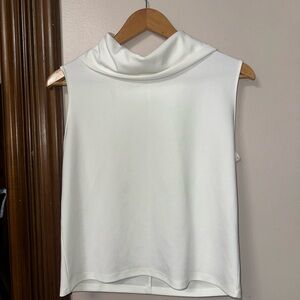 Zara Sleeveless White Mock Neck Women's Top